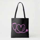 Medisch assistent Hart Stethoscooproze Tote Bag (Voorkant)