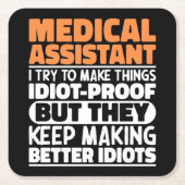 Medisch assistent Ik probeer dingen grappig te mak Kartonnen Onderzetters (Voorkant)