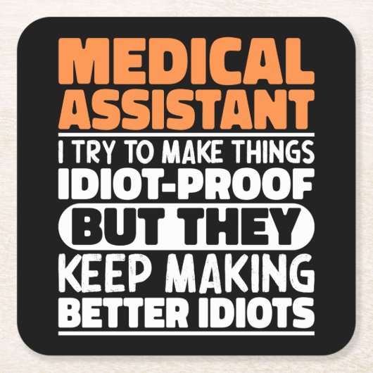 Medisch assistent Ik probeer dingen grappig te mak Kartonnen Onderzetters (Voorkant)