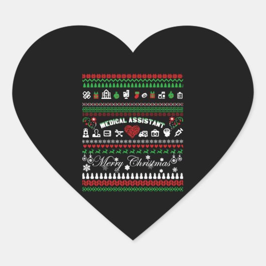 Medisch assistent kerstShirt Hart Sticker (Voorkant)