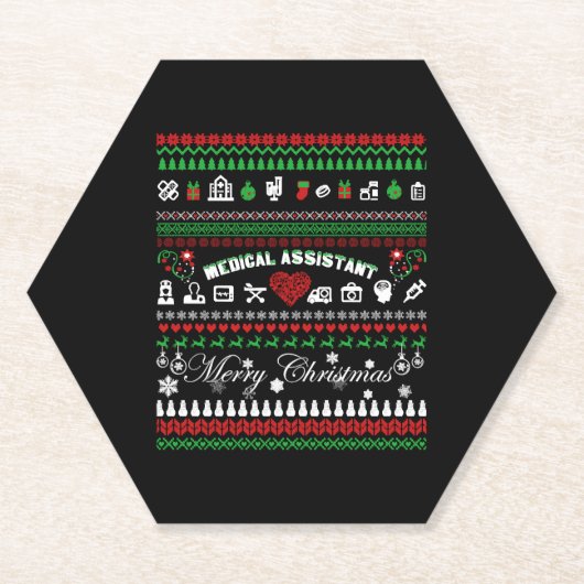 Medisch assistent kerstShirt Kartonnen Onderzetters (Voorkant)