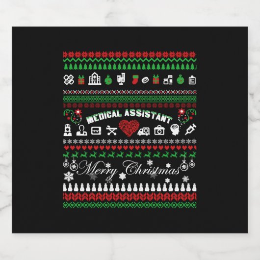 Medisch assistent kerstShirt Sparkling Wijnetiket (Enkel label)