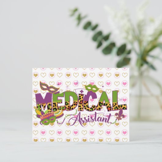 Medisch assistent - Mardi Gras Briefkaart (Staand voorkant)