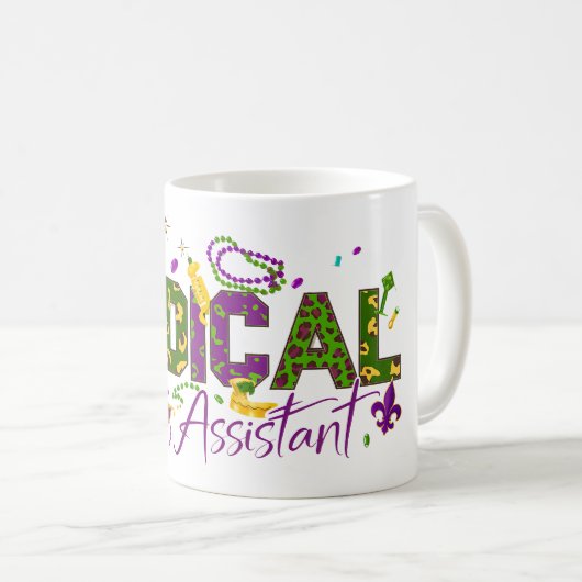 Medisch assistent - Mardi Gras Koffiemok (Voorkant rechts)