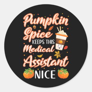 Medisch assistent pompoen kruid latte herfst Herfs Ronde Sticker