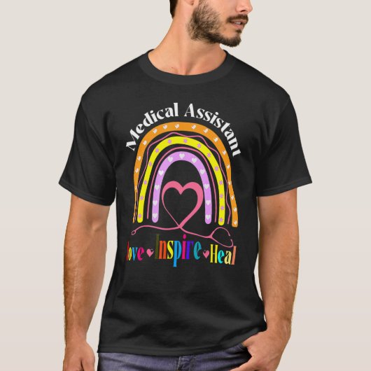 Medisch assistent Rainbow Love Inspire Nursing Nur T-shirt (Voorkant)