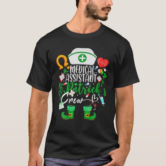 Medisch assistent St Patrick's Day Zuster Crew T-shirt (Voorkant)