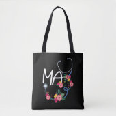 Medisch assistent Stethoscoop Floral Wreath Tote Bag (Voorkant)