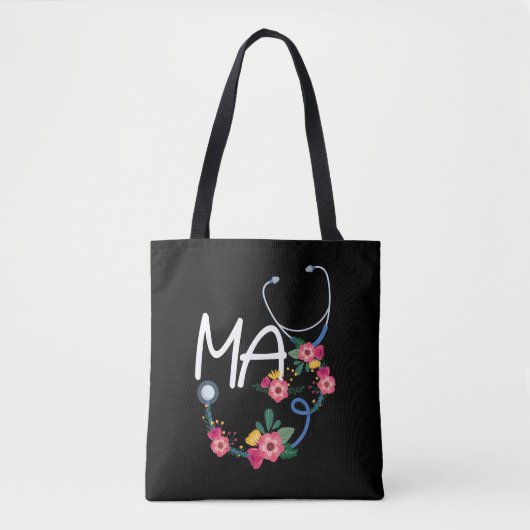 Medisch assistent Stethoscoop Floral Wreath Tote Bag (Voorkant)