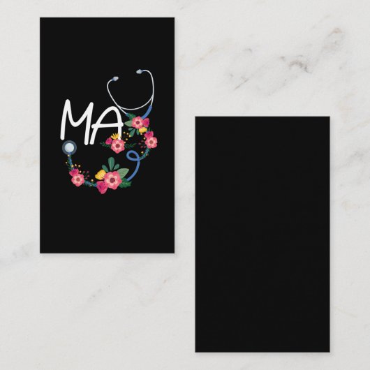 Medisch assistent Stethoscoop Floral Wreath Visitekaartje (Voorkant / Achterkant)