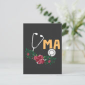 Medisch assistent Stethoscoop Waterverf Flower Nu Briefkaart (Staand voorkant)
