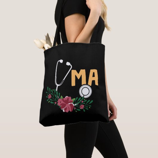 Medisch assistent Stethoscoop Waterverf Flower Nu Tote Bag (Dichtbij)