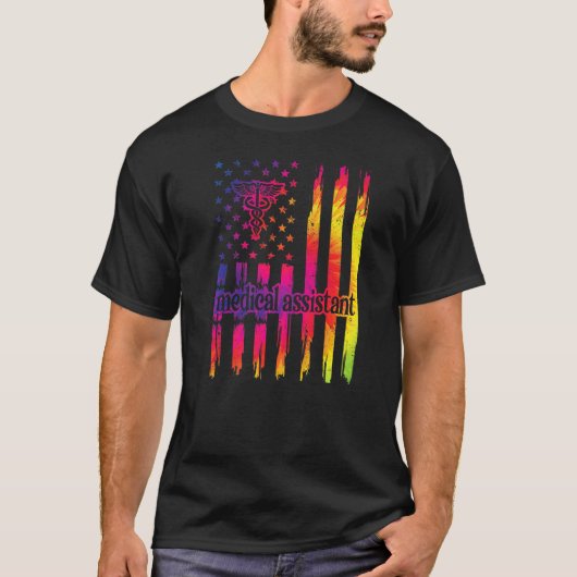Medisch assistent US vlag Med assistent T-shirt (Voorkant)