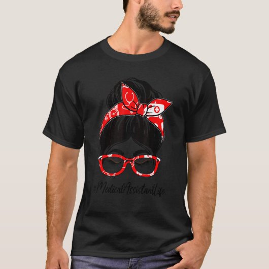 Medisch assistent Vrouwendag Bun-waardering T-shirt (Voorkant)