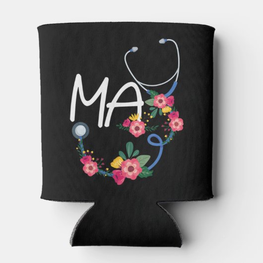 Medisch assistent ziekenhuis Stethoscoop Floral Wr Blikjeskoeler (Achterkant)