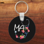 Medisch assistent ziekenhuis Stethoscoop Floral Wr Sleutelhanger (Voorkant)