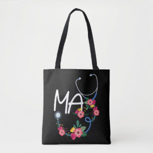 Medisch assistent ziekenhuis Stethoscoop Floral Wr Tote Bag
