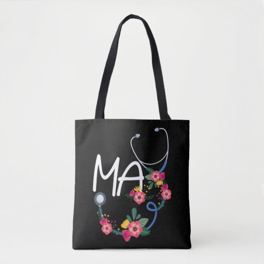 Medisch assistent ziekenhuis Stethoscoop Floral Wr Tote Bag (Voorkant)