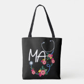 Medisch assistent ziekenhuis Stethoscoop Floral Wr Tote Bag (Achterkant)