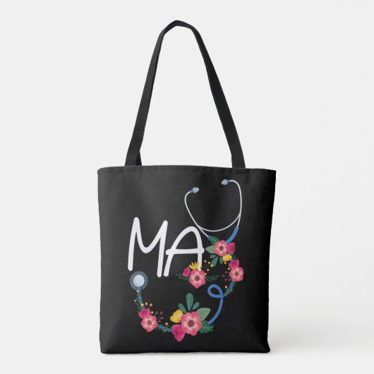 Medisch assistent ziekenhuis Stethoscoop Floral Wr Tote Bag (Achterkant)