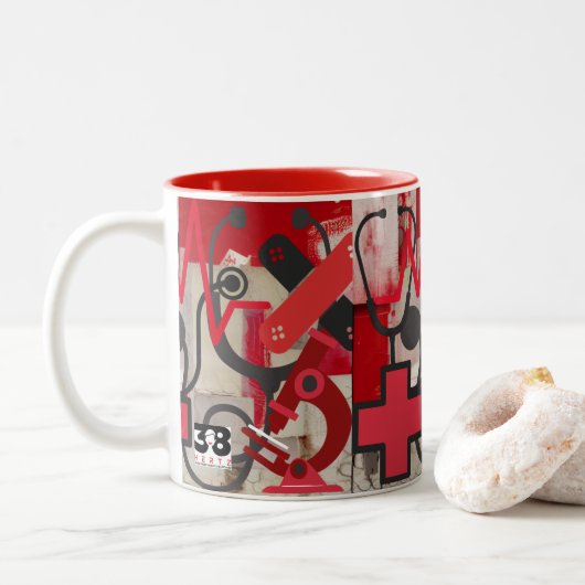 Medisch beroep tweekleurige koffiemok (Met donut)