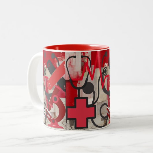 Medisch beroep tweekleurige koffiemok (Voorkant links)