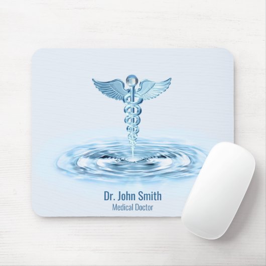 Medisch Blauw Caduceus Water Ripples Hermes Rod Muismat (Met muis)