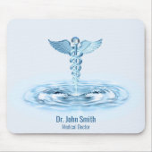 Medisch Blauw Caduceus Water Ripples Hermes Rod Muismat (Voorkant)