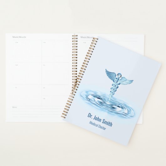 Medisch Blauw Caduceus Water Ripples Hermes Rod Planner (Display)