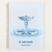 Medisch Blauw Caduceus Water Ripples Hermes Rod Planner (Voorkant)