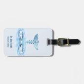 Medisch Blauw Hermes Rod Caduceus Water Ripples Bagagelabel (Voorkant horizontaal)