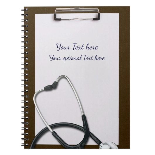 Medisch bruin klembord met stethoscoop notitieboek (Voorkant)