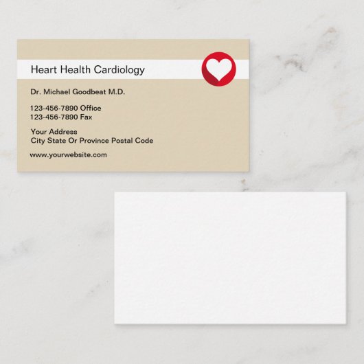 Medisch cardioloog hart gezondheid Visitekaartjes (Voorkant / Achterkant)