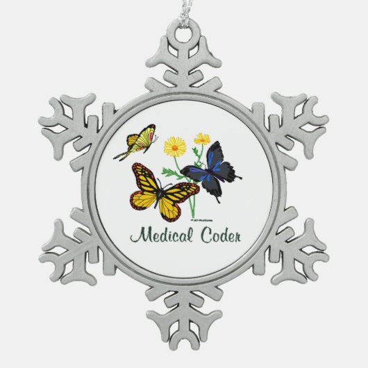 Medisch-coderende boter tin sneeuwvlok ornament (Voorkant)