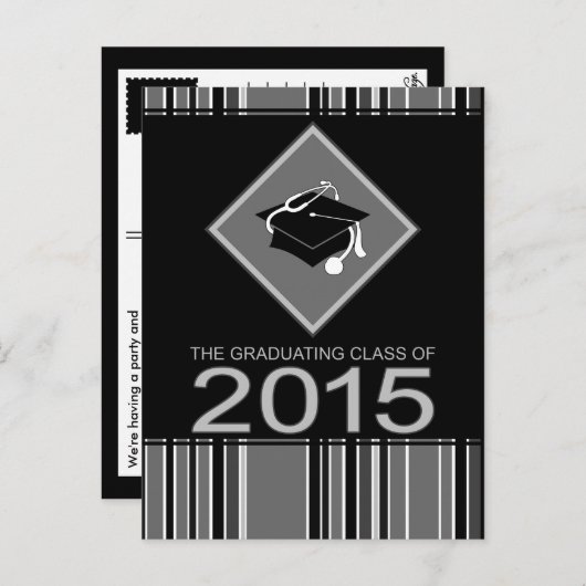 Medisch diploma afstuderen 2015 uitnodiging briefkaart (Voorkant / Achterkant)