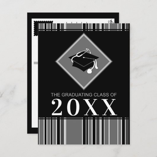 medisch diploma afstuderen jaar aankondigingskaart (Voorkant / Achterkant)