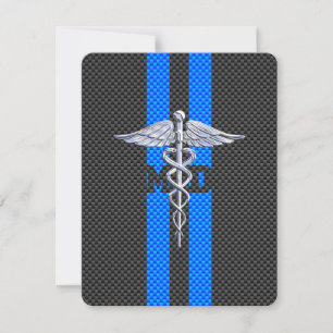 Medisch Doctor MD Caduceus op Carbonvezelprint
