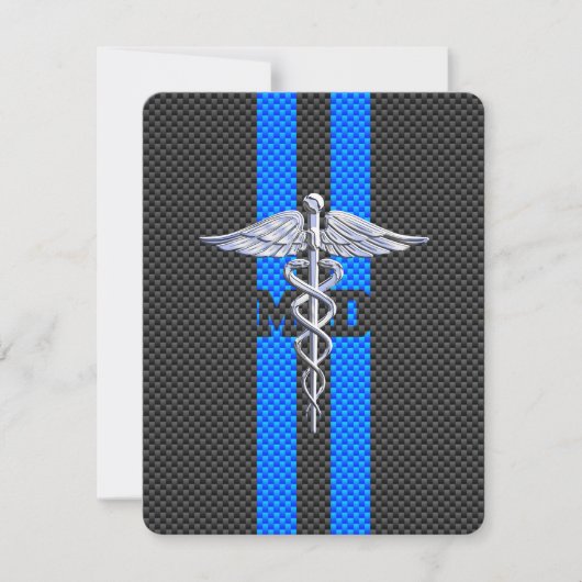 Medisch Doctor MD Caduceus op Carbonvezelprint (Voorkant)