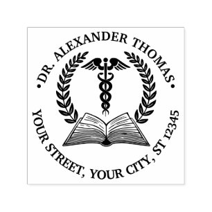Medisch Dokter Caduceus 1LR Boek Naam Adres Zelfinktende Stempel
