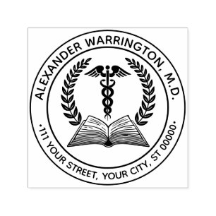 Medisch Dokter Caduceus #1LR Boek Naam Adres Zelfinktende Stempel