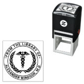 Medisch Dokter Caduceus #1LR Krans Boeknaam Zelfinktende Stempel (In situ)