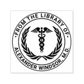 Medisch Dokter Caduceus #1LR Krans Boeknaam Zelfinktende Stempel (Design)