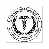 Medisch Dokter Caduceus #1LR Krans Naam Adres Zelfinktende Stempel (Design)