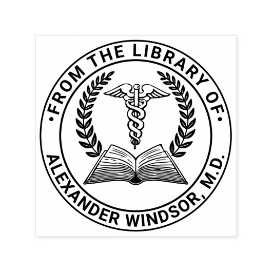 Medisch Dokter Caduceus 2LR Boek Naam Adres Zelfinktende Stempel (Design)