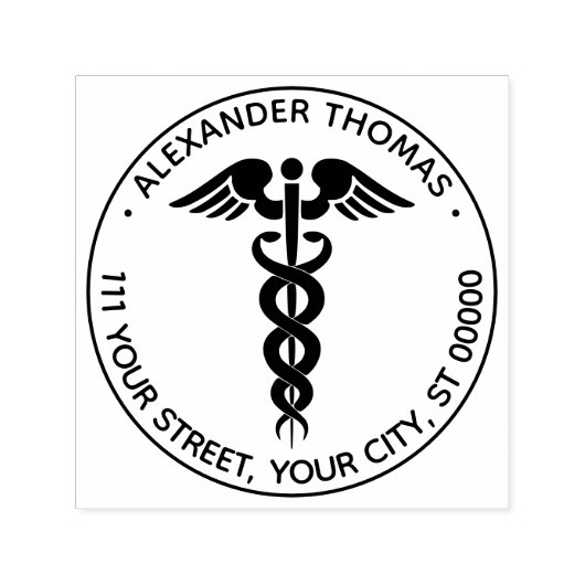 Medisch Dokter Caduceus Naam Adres Zelfinktende Stempel (Design)