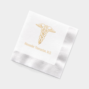 Medisch Dokter Caduceus Professioneel Naam Folie Servetten
