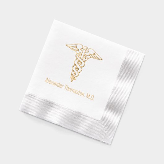Medisch Dokter Caduceus Professioneel Naam Folie Servetten (Links)