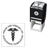 Medisch Dokter Caduceus “Uit de bibliotheek van” Zelfinktende Stempel (In situ)