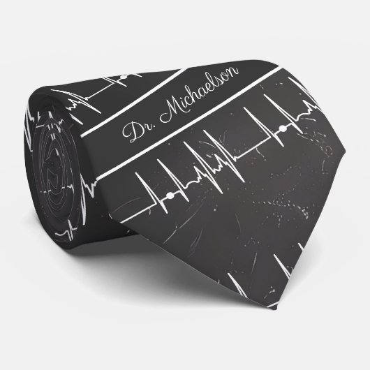Medisch Dokter Cardioloog Cardiogram Naam Stropdas (Opgerold)