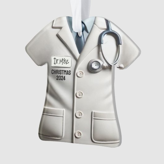 Medisch Dokter Jas Gepersonaliseerde Kerst Ornam Ornament (voorkant)